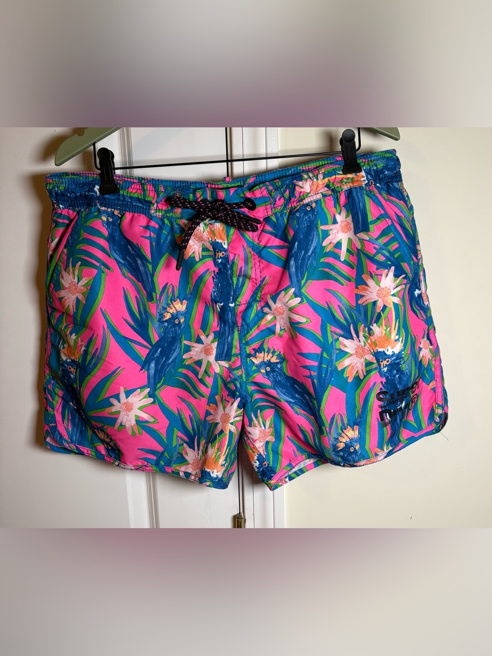 Superdry Men’s Pink & Blue Tropical Swim Trunks 2XL